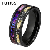 Orion Nebula and Meteorite Gold Foil Inlay 8MM Tungsten Carbide Rings