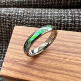 Multicolor Abalone Shell Inlay Domed Polished 4/6/8MM Men Women Tungsten Rings