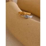 18K Gold Plated Fashion Stainless Steel Rose Flower Ring Charm Jewellery