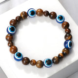 Blue Evil Eye Beaded Charm Bracelets - Natural Cat Eye Stone Opal Adjustable Lucky Yoga Jewellery - The Jewellery Supermarket