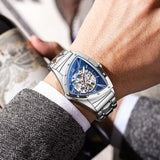 Leisure Hollow Triangle Design Fashion Automatic Movement Mechanical Mens Wristwatches. Luxury WatchesMen Gifts