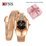 Snake Shape Design Exquisite Fashion Casual Waterproof Copper Band Wristwatch