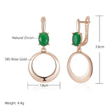 14 Karat Gold Filled Green AAA Zirconia Crystals Round Pendant Long Earrings for Women