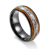 Whiskey Barrel Wood Between Guitar Strings Aluminum Dross 8mm Mens Tungsten Rings