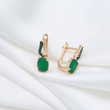 14 Karat Gold Filled Dark Green AAA Zircon Crystals Elegant Drop Earrings For Women