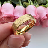 I Love You Stamped 6mm 8mm Tungsten Hammer Ring for Men Women  Comfort Fit