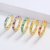 Classic Colorful Handmade Enamel Stackable 925 Silver Rings