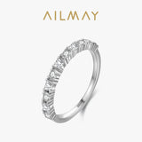 Round & Princess Cut Design Silver Sparkling AAAA Lab Created Diamond Eternity Ring