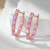 14 Karat Rolled Gold Oval Multicolor AAA Zircon Crystals Long Drop Luxury Earrings