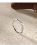 New Design Sterling Silver Double Layer Line Round AAAA Lab Created Diamond Ring