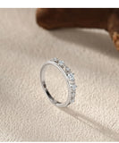 New Design Sterling Silver Double Layer Line Round AAAA Lab Created Diamond Ring