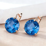 14 Karat Gold Filled Blue Round AAA Zircon Crystal Drop Earrings For Women Fine Jewellery