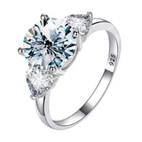 Stunning 3CT VVS1 D Colour Big Moissanite Diamond Double CZ Heart Ring Fine Jewellery