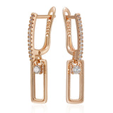 Shiny AAA Lab Created Zircon Diamonds 14K Gold Fllled Square Long Earrings