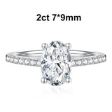 1ct, 2ct Oval Cut VVS1 D Colour Moissanite Diamond 18KGP 925 Sterling Silver Ring