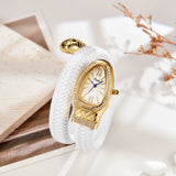 Latest Snake Bracelet Ladies Quartz watch Snake Zodiac Lucky Bracelet  Fashion personality Diamond Leather strap