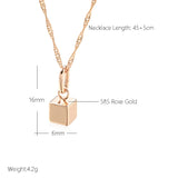 14K Rolled Gold Glossy Square Pendant Fashion Oval Buckle Geometric Necklace