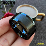 New Arrival 10MM Polished Brushed Flat Tungsten Comfort Fit Wedding Rings for Men and Women - The Jewellery Supermarket