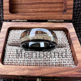 Koa Zebra Wood Antler Steel Arrows Inlay 6/8MM Tungsten Band Rings for Men Women