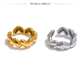 18K Gold Plated Stainless Steel  Heart Love Casting Open Ring Popular Fashion Jewellery