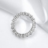 Terrific 2-5mm VVS1 D Colour Moissanite Diamonds Sparkling Eternity Silver Ring