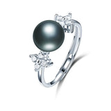 High Quality White,Pink,Purple,Black,Gold Pearls AAA Zircon Diamonds Silver Rings