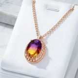14K Gold Filled Big Oval Colorful AAA Zircon Crystal Ethnic High Quality Necklace
