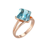 14 Karat Filled Gold Blue Cube AAA Zircon Crystal Fashion Women's Rings