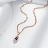 14K Gold Filled Personality Blue Enamel Eye Geometric AAA Zircon Diamonds Necklace