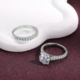 Dazzling Round Cut 3CT Moissanite Diamonds Ring Sets, 925 Sterling Silver GRA Certified Stackable Wedding Jewellery