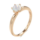 14K Gold Filled New Minimalist Matte White 6 Prongs AAA Zircon Crystal Glossy Ring