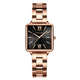 Elegant Green Dial Roman Square Ladies Rose Gold Plated Case Watches Quartz Stainless Steel Fashion Wristwatches