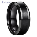 Popular Ring Beveled Polished Brushed 6/8mm Men Women Tungsten Wedding Rings