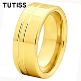 Offset Lines Polished 8mm Original Color Tungsten Wedding Ring for Men Women
