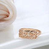 Latest Fashion Rolled 14K Rose Gold Boho Fashion Ethnic Flower Ring for Women - Elegant Vintage Daily Jewellery