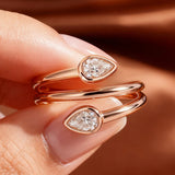 Luxury Pear Cut 4*6mm VVS1 D Colour Moissanite Diamonds Silver Wedding Rings