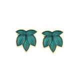 New Classic Green Leaf Shape High Quality Hand-made Enamel Stud Earrings