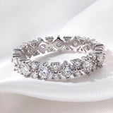 Fine 1.56CTTW VVS1 D Colour Moissanite Diamonds Full Eternity Wedding Silver Ring
