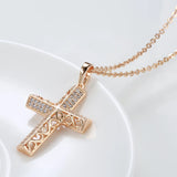 Trendy Luxury 14K Filled Rose Gold AAA Zircon Diamonds  Jesus Cross Necklace - Fine Jewellery