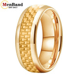 Carbon Fiber Inlay 4/6/8mm Gold Tungsten Engagement Wedding Rings for Men Women