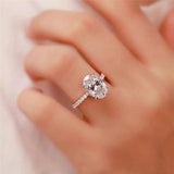 High-End Design Light Luxury Niche D Colour VVS1 2 Carat Moissanite Oval 925 Sterling Silver Ring - Fine Jewellery