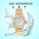 Elegant Luxury Designer Cz Diamonds Gold Fashion New Quartz Wrist Waterproof Ladies Wristwatch