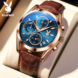 Men's Fashion Quartz Wristwatch High Quality Casual Waterproof Multifunctional Watch with Stopwatch Alarm