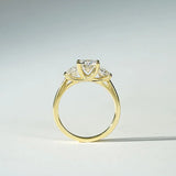 Dazzling 3-Stone VVS1 D Colour Moissanite 925 Silver Engagement Wedding Ring