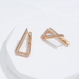14 Karat Gold Filled Triangle Geometry Trendy AAA Zircon Diamonds Earrings For Women