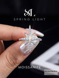 Brilliant Light Star-Shaped VVS1 D Colour Moissanite Diamonds Fine Jewellery Ring