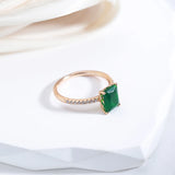 14K Rolled Gold Square Opal Dark Green AAA Zircon Crystal Vintage Style Rings For Women
