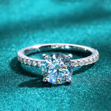 Dazzling VVS1 D Colour 2.00CT Round Moissanite Diamond  14KGP Silver Engagement Ring