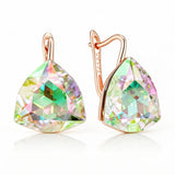 14K Filled Gold Big Light Green Gradient Triangular AAA Zircon Crystals Drop Earrings