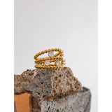 18K Gold Plated Exquisite Stainless Steel AAA Cubic Zirconia Multi Layer Stylish Ring